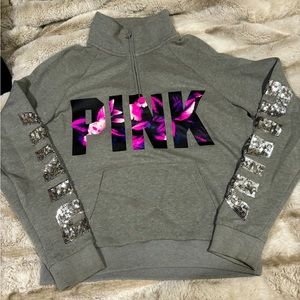 Pink sequence quarter zip jacket